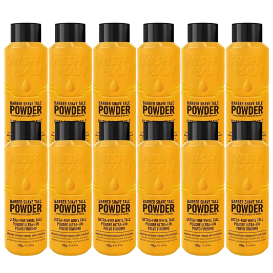 Nish Man Barber Shave Talkumpuder 180 g – 12 Stück