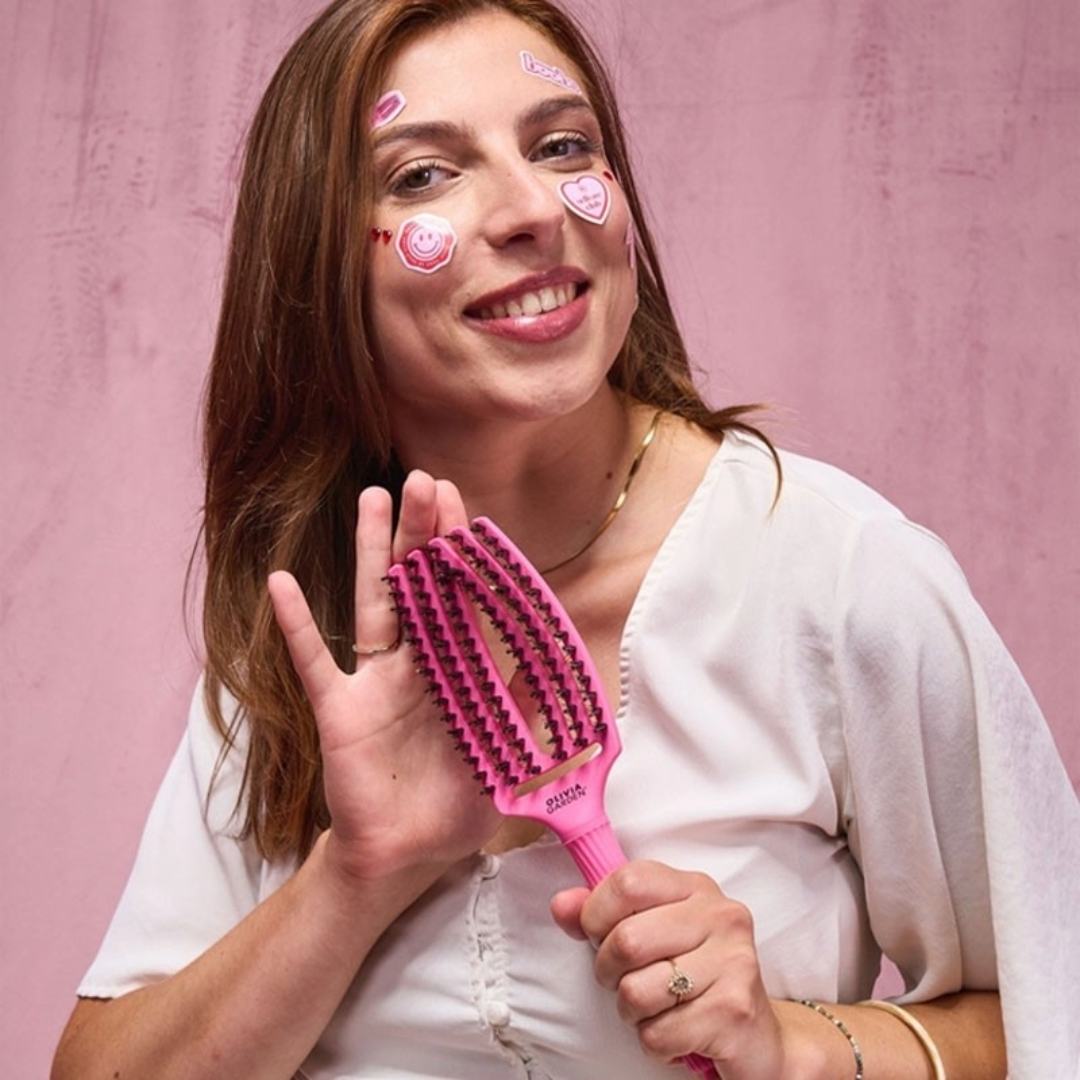 Olivia Garden Fingerbrush Pink Think Feel your boobs- BUBBLE PINK