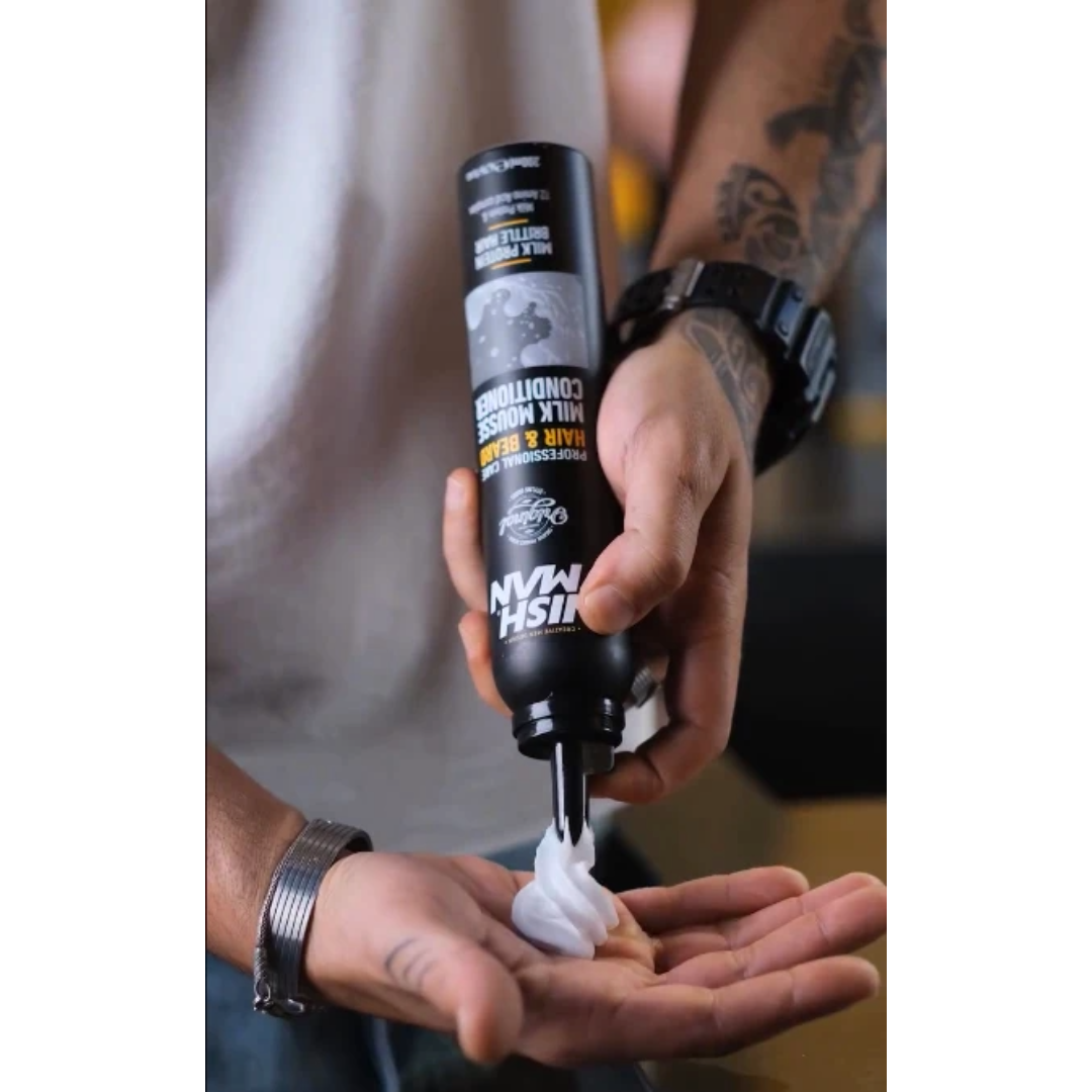 Nish Man Hair & Beard Milk Mousse Conditioner 200ml