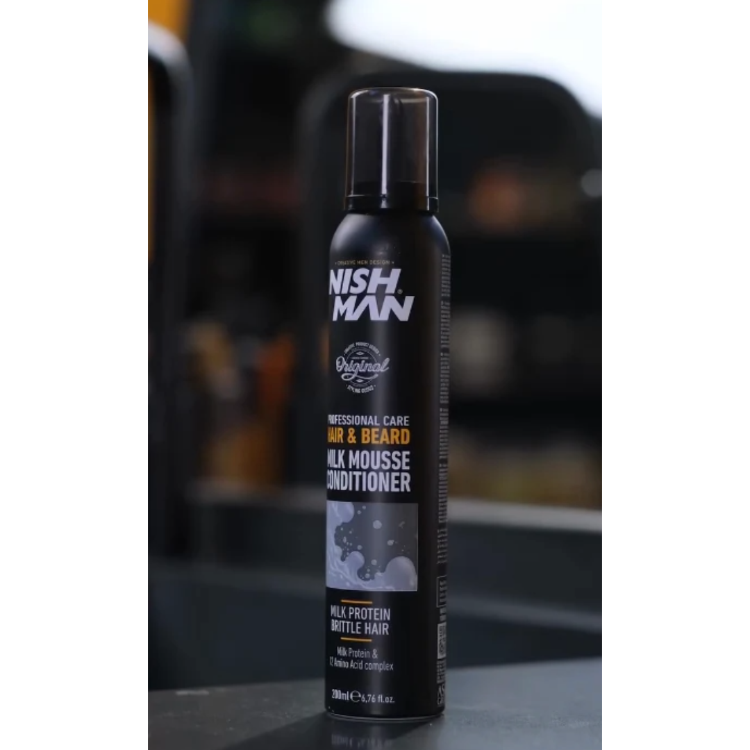 Nish Man Hair & Beard Milk Mousse Conditioner 200ml