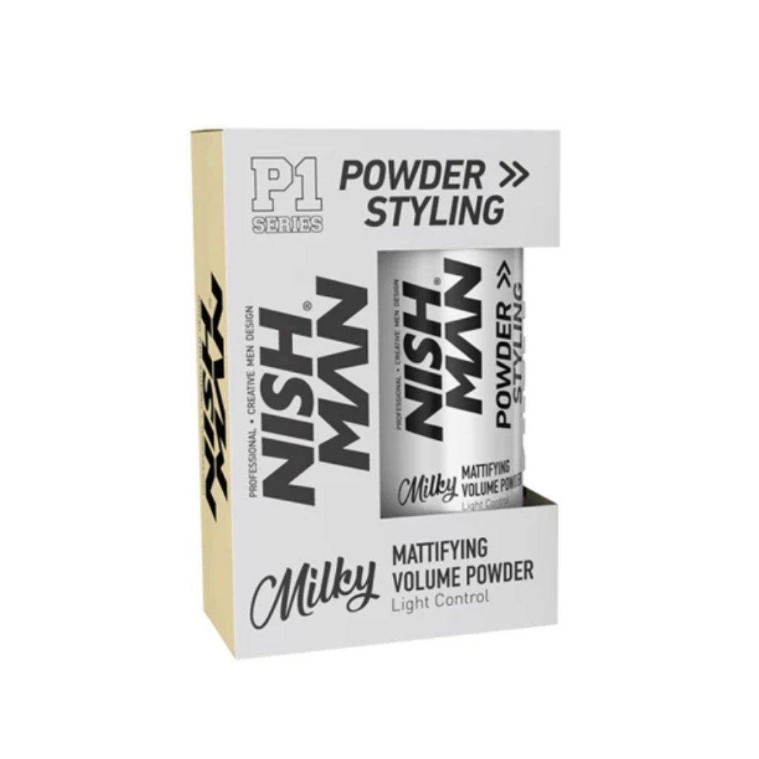 Nish Man P1 MILKY - Matterend volumepoeder met lichte dekking 20 g - 12 stuks