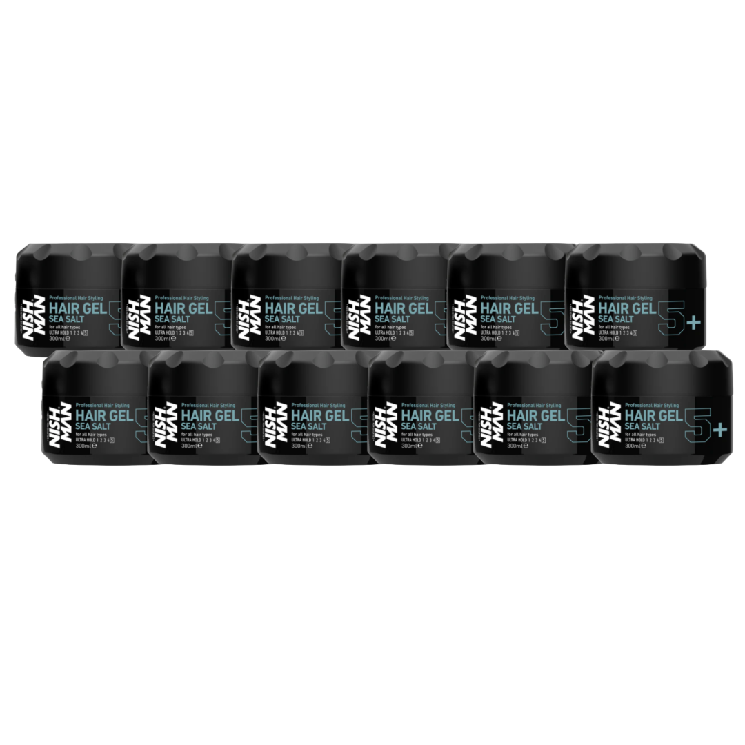 Nish Man Hair Gel 5+ Sea Salt 300ml 12-Pack