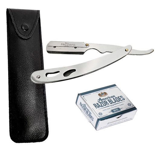 Razzaro Rasierer + 100 American Razor Blades Silber