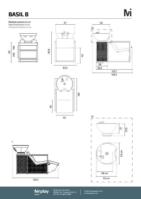 Mirplay Wascheinheit Basil mit weißem Waschbecken