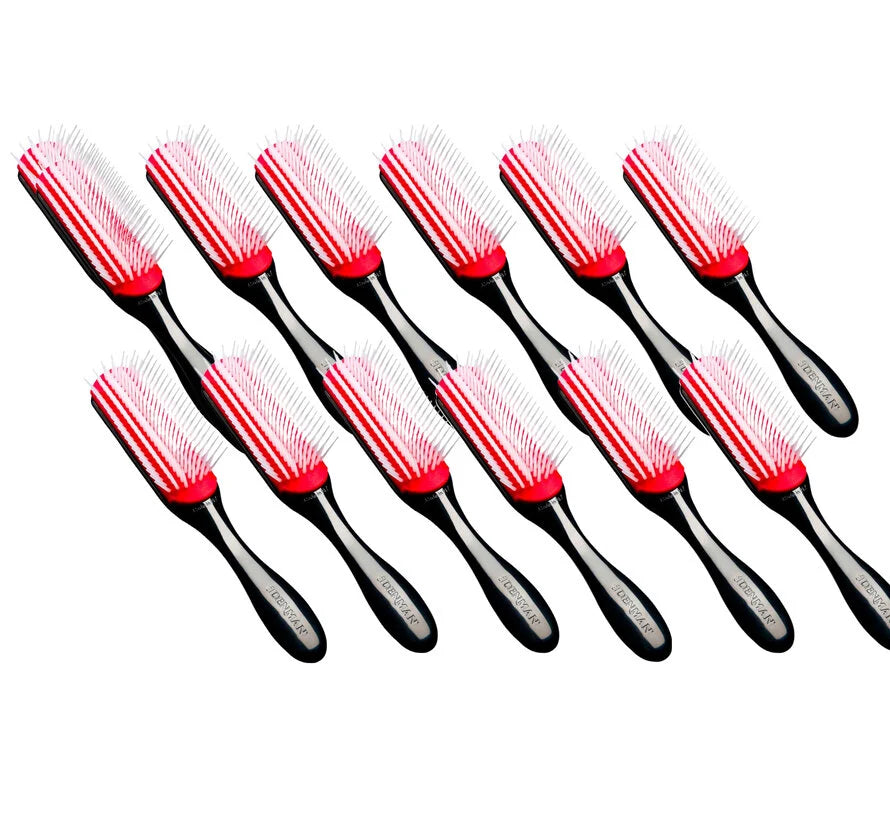 Denman D3 Black/Red Medium Brush 7 Rows - 12 Pieces