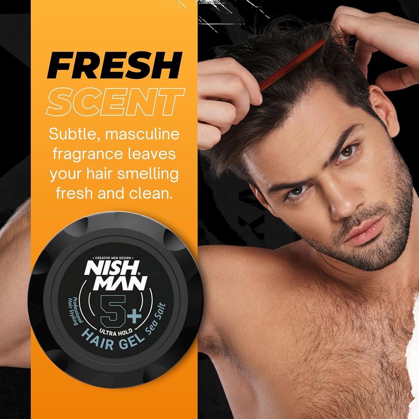 Nish Man Hair Gel 5+ Sea Salt 300ml 3-Pack