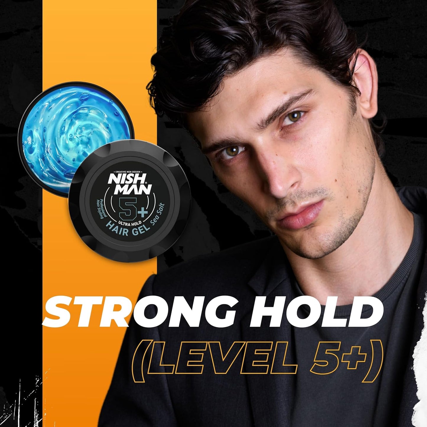 Nish Man Hair Gel 5+ Sea Salt 300ml 3-Pack