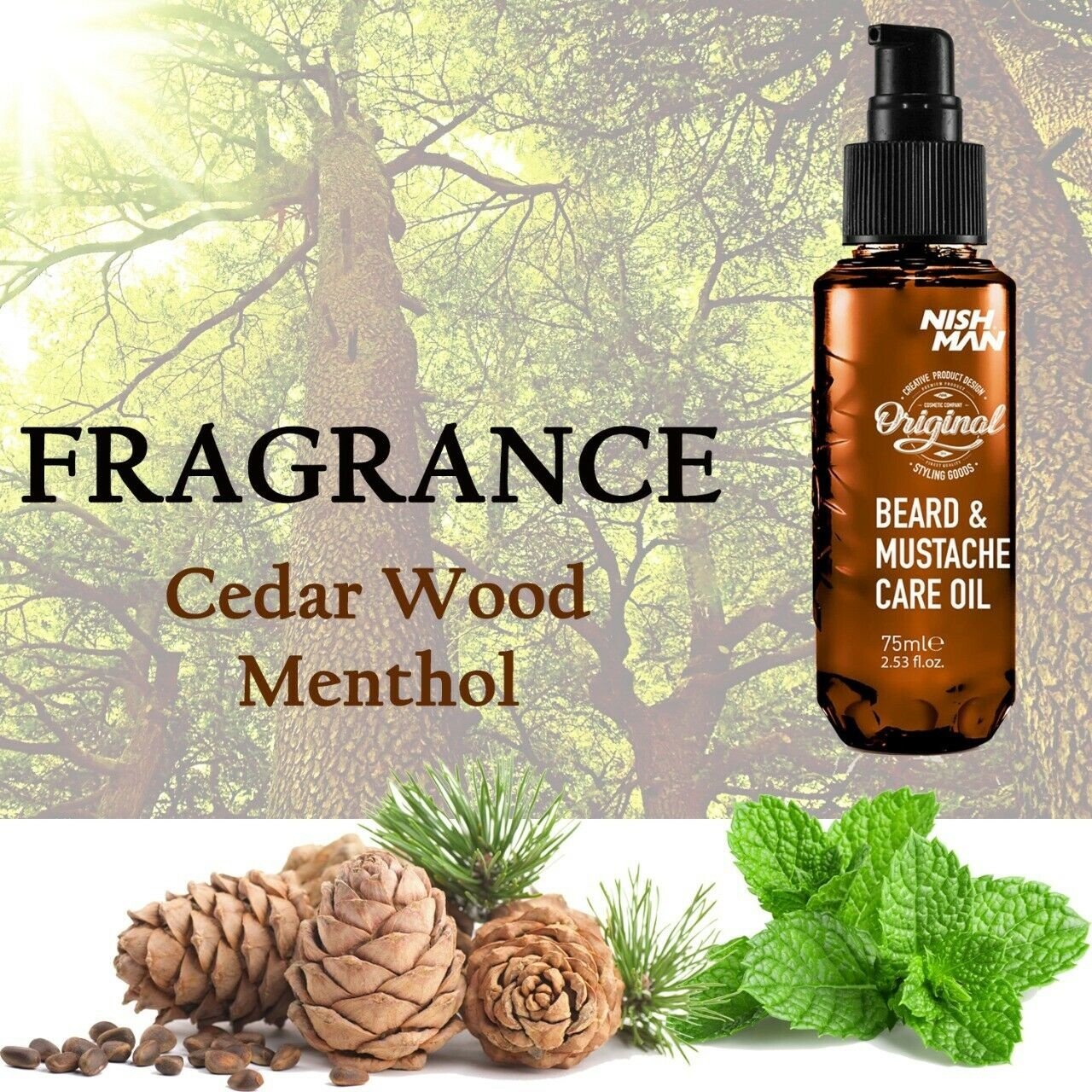 Nish Man Bart- und Schnurrbartpflegeöl 75 ml – 12 Stück