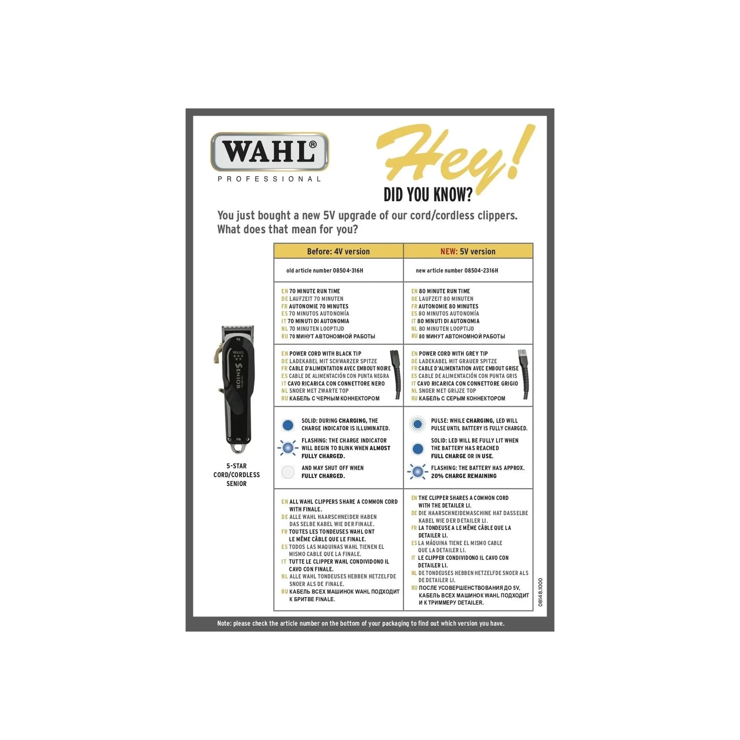 Wahl Cordless Super Taper/Magic Clip/Senior Adapter - 5 Volt