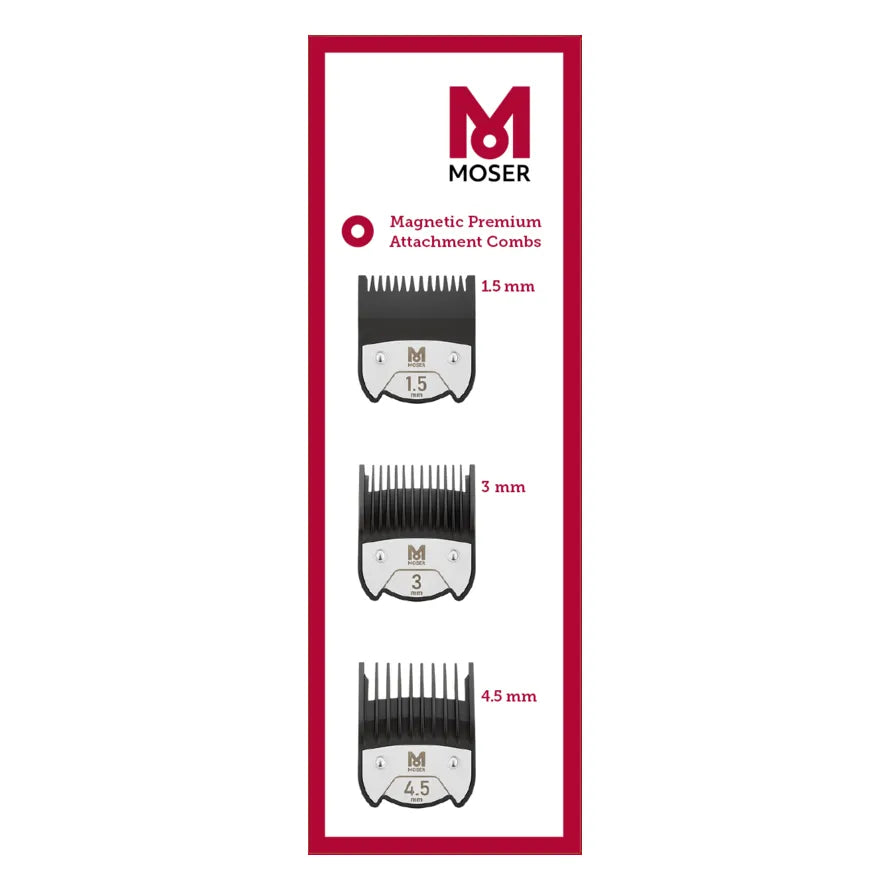 Moser Premium magnetic attachment combs SET. 1.5/3/4.5mm
