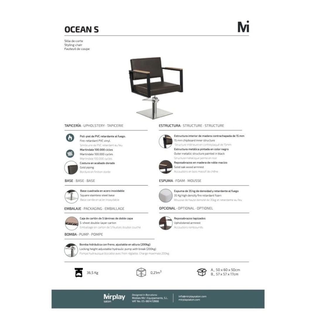Mirplay Ocean Brown Hairdressing Chair on Square Black Base