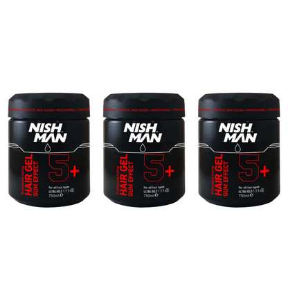 Nish Man Nish Man Haargel Gum Effect 5+ 750ML - 3 Stuks