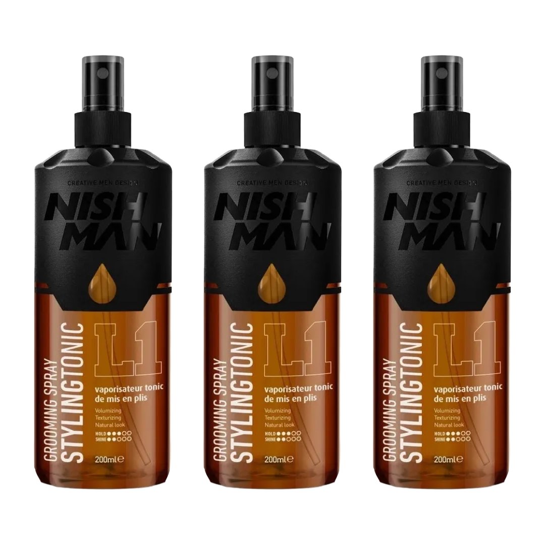Nish Man Grooming Spray Styling Tonic 200ml - 3 Pieces