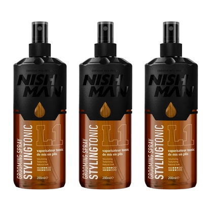 Nish Man Grooming Spray Styling Tonic 200ml - 3 Pieces