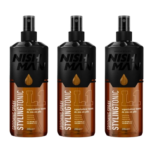 Nish Man Grooming Spray Styling Tonic 200ml - 3 Pieces