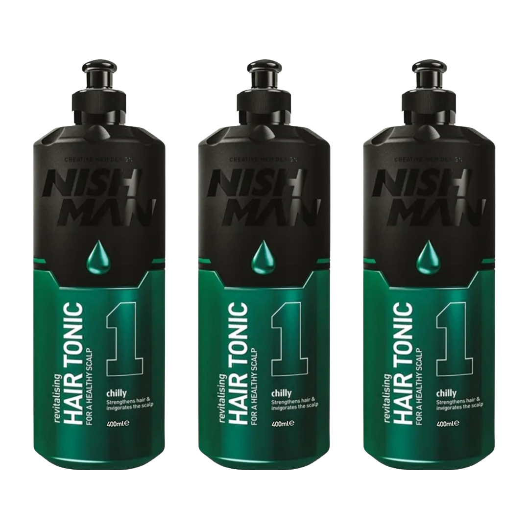 Nish Man Hair Tonic 1 Chilly 400ml - 3 Pieces
