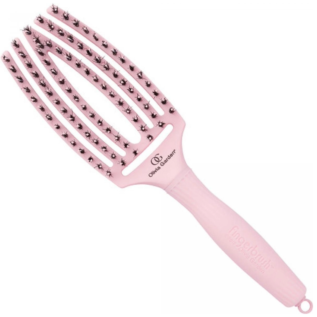 Olivia Garden Vingerborstel PASTEL ROZE - Medium