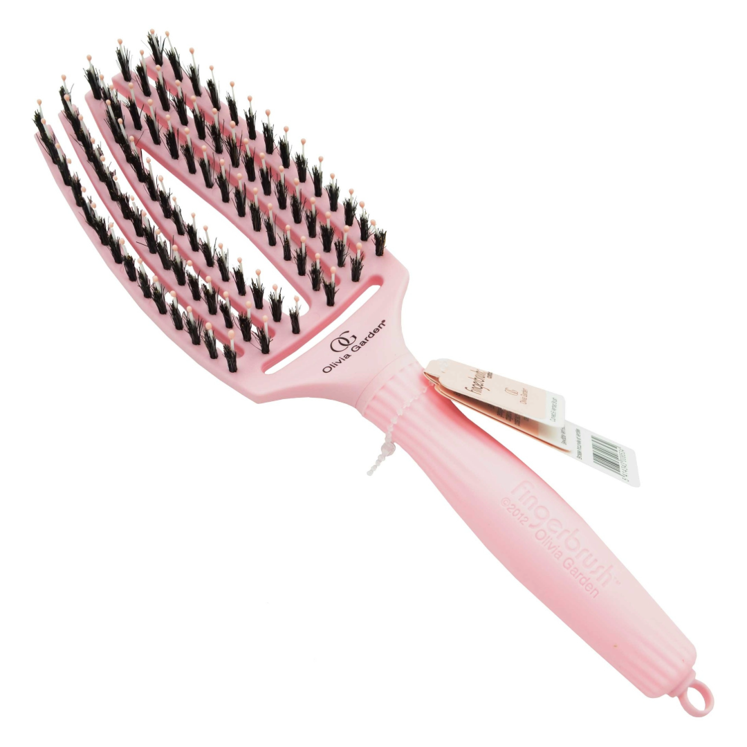Olivia Garden Vingerborstel PASTEL ROZE - Medium