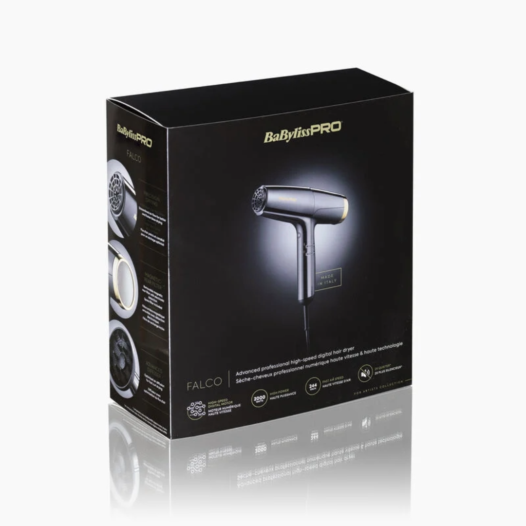 Babyliss Pro FALCO Advanced Professioneller digitaler Haartrockner, Schwarz/Gold