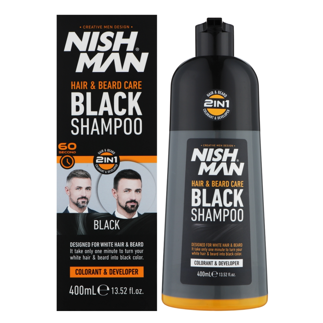 Nish Man Hair & Beard Care Black Shampoo 400ml