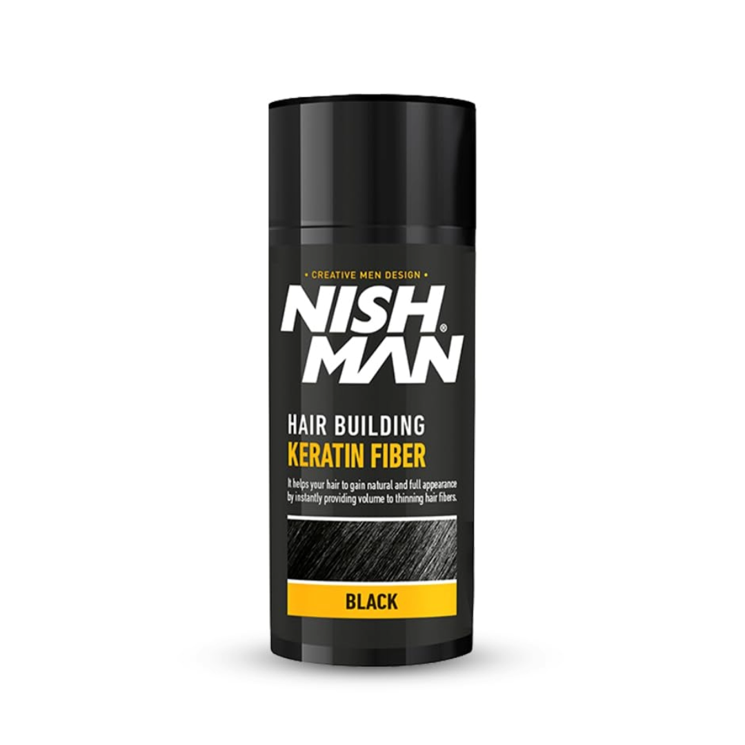 Nish Man Hair Building Keratin Fiber Black Kit + Sealing Spray