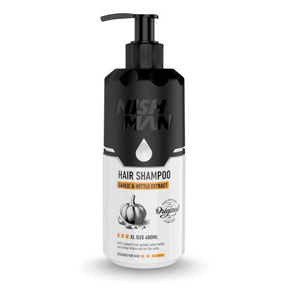 Nish Man Garlic & Nettle Extract Shampoo 480ml - 12 PCS