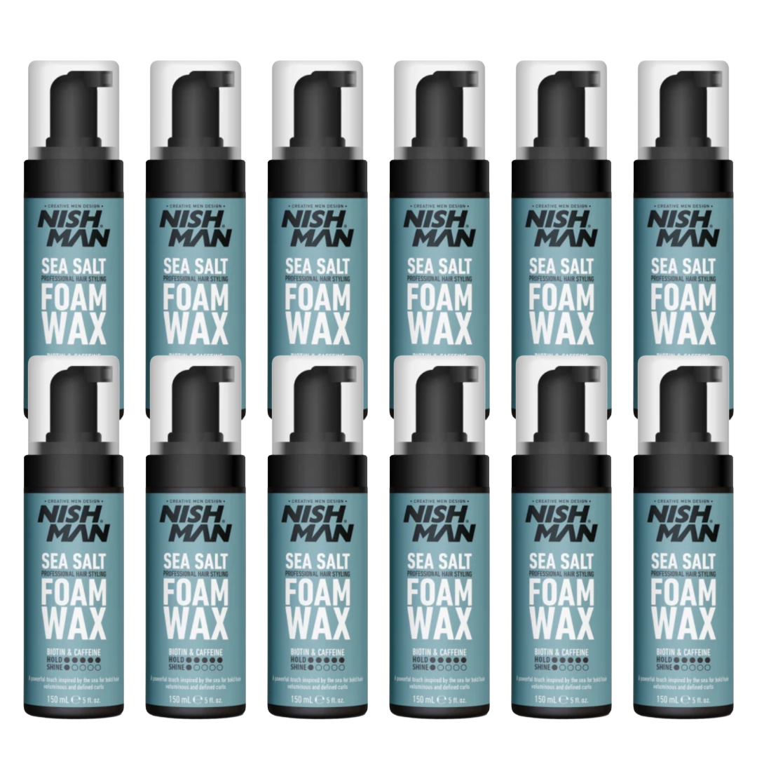 Nish Man Sea Salt Foam Wax 150ml - 12 stuks