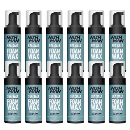 Nish Man Sea Salt Foam Wax 150ml - 12 stuks