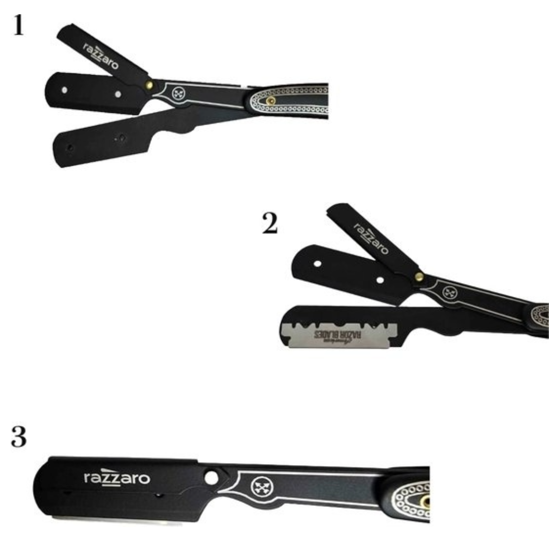 Razzaro Premium scheermes (zwart/zilver) + 100 Amerikaanse scheermesjes