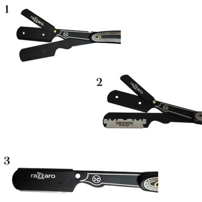 Razzaro Premium scheermes (zwart/zilver) + 100 Amerikaanse scheermesjes