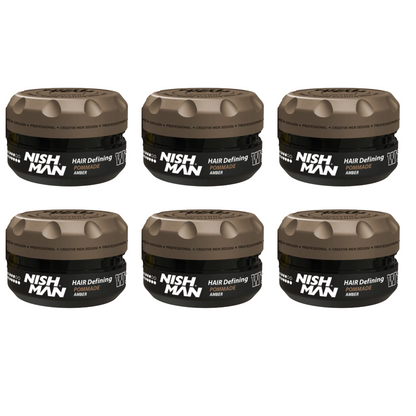 Nish Man W10 Hair Styling Wax Pomade Amber 100 ml - 6 Pack