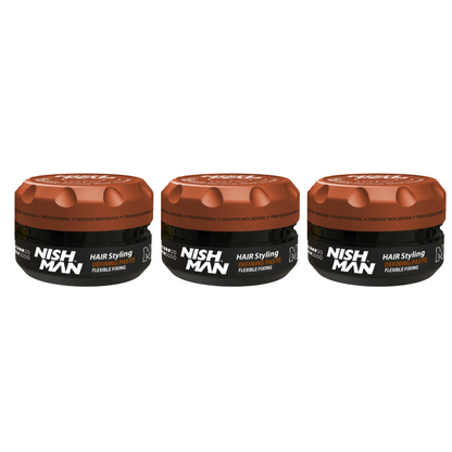 Nish Man M7 Matte Hair Styling Defining Paste Flexible Fixing 100 ml - 3 Pack