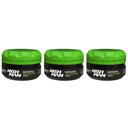 Nish Man Matte Clay Wax Keratin 100ml - 3 Pack