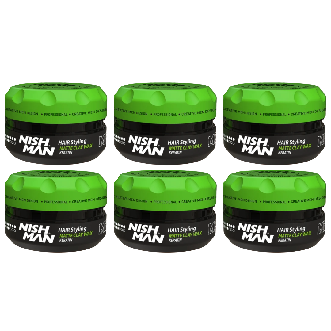 Nish Man M2 Matte Clay Wax Keratin 100ml - 6 Pack