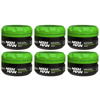 Nish Man M2 Matte Clay Wax Keratin 100ml - 6 Pack