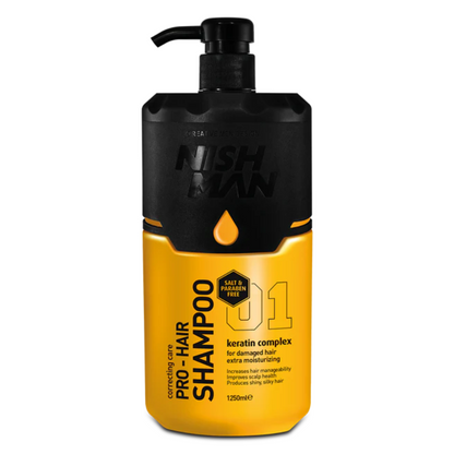 Nishman Zout- en Parabeenvrije Shampoo 1250 ml - 12 Stuks