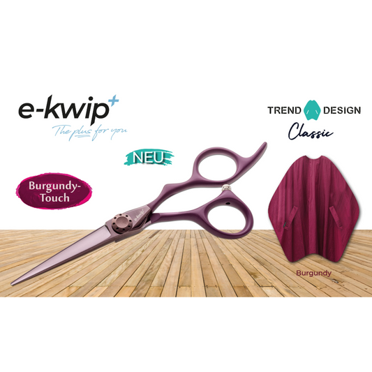 E-Kwip Burgundy Touch Hairdressing Scissors + 4 Free Hairdressing Caps