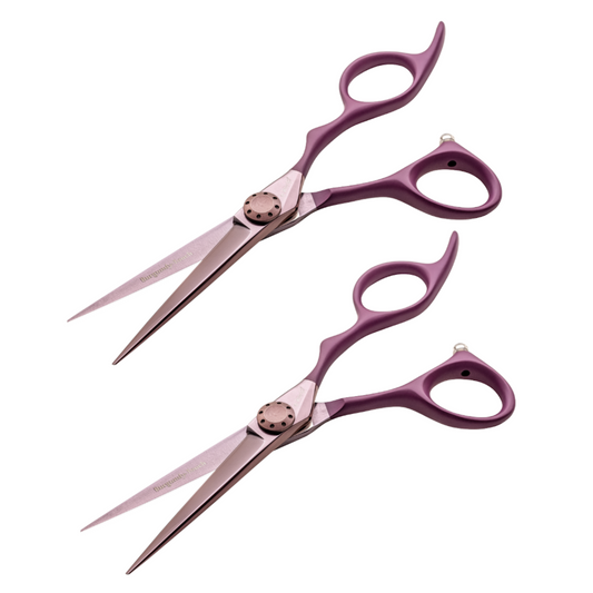 E-Kwip 2 x Burgundy Touch Friseurscheren + 10 kostenlose Friseurumhänge