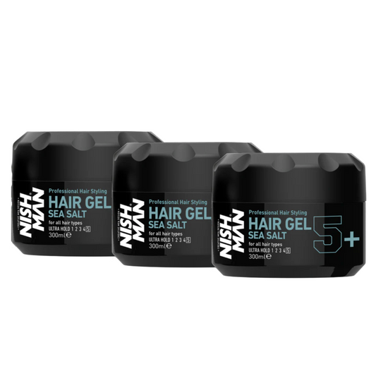 Nish Man Hair Gel 5+ Sea Salt 300ml 3-Pack