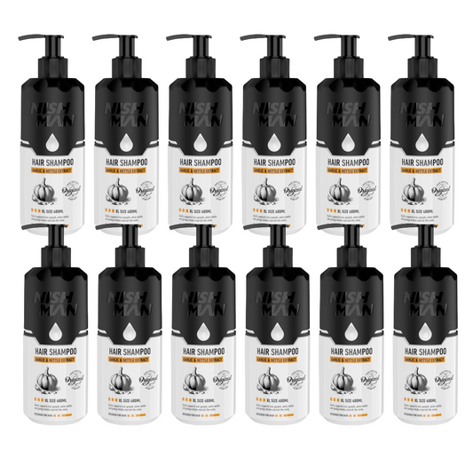 Nish Man Garlic & Nettle Extract Shampoo 480ml - 12 PCS