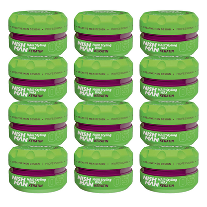 Nish Man Hair Styling Wax KERATIN 05 - 150ml - 12 PCS