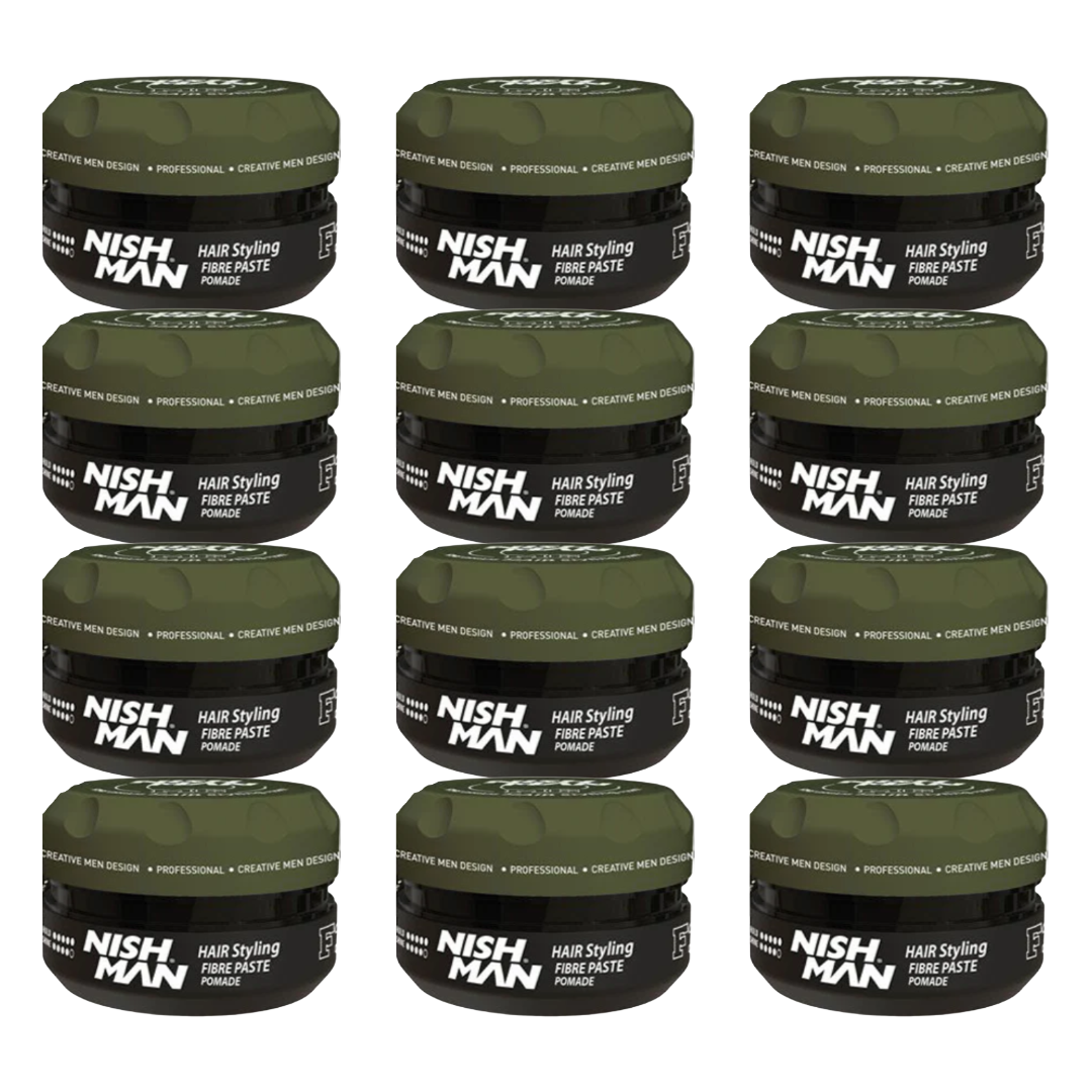 Nish Man Fibre Paste Haarstyling Pomade F2 - 100ml - 12 stuks