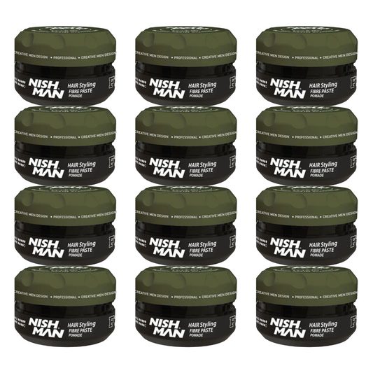 Nish Man Fibre Paste Haarstyling Pomade F2 - 100ml - 12 stuks
