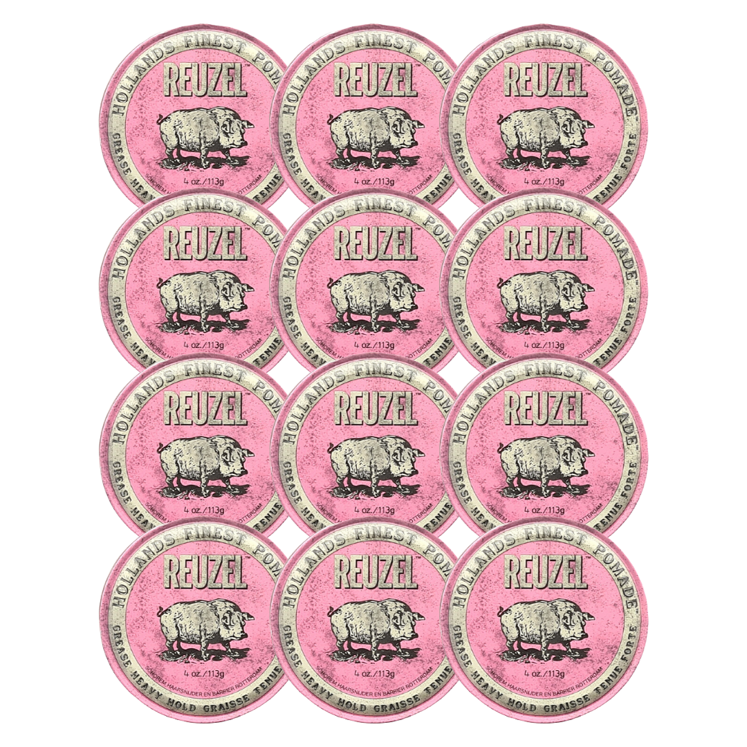 Reuzel Pomade Pink Heavy Hold 113 grams - 12 PIECES