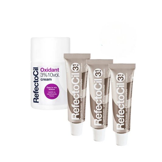 Refectocil Eyelash Dye No. 3.1 Light Brown 3 Pack + 3% Oxi Cream