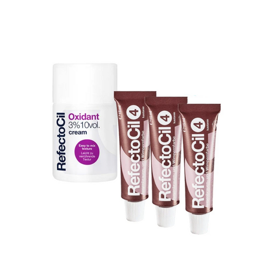 Refectocil Wimpernfarbe Nr. 4 Kastanie 3er Pack + 3% Oxi Creme
