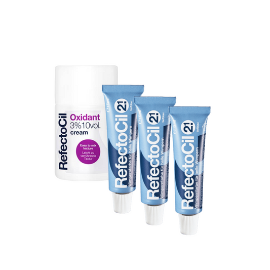 Refectocil Wimpernfarbe Nr. 2.1 Deep Blue 3er Pack + 3% Oxi Cream
