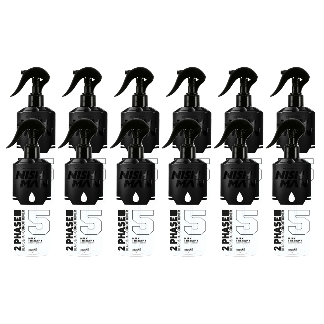 Nish Man 2-Phasen-Bart- und Haarspülung MILK THERAPY 400 ml - 12 Pack
