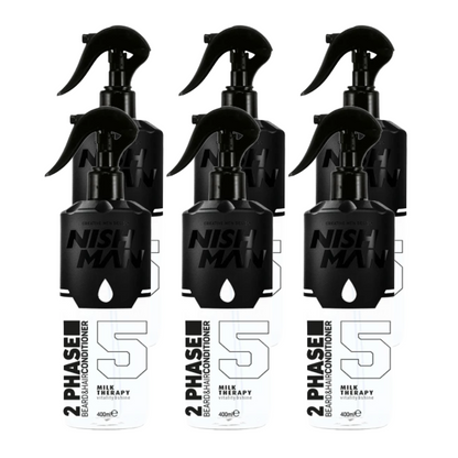 Nish Man 2 Phase Beard & Hair Conditioner MILK THERAPY 400ml - 6 Pack