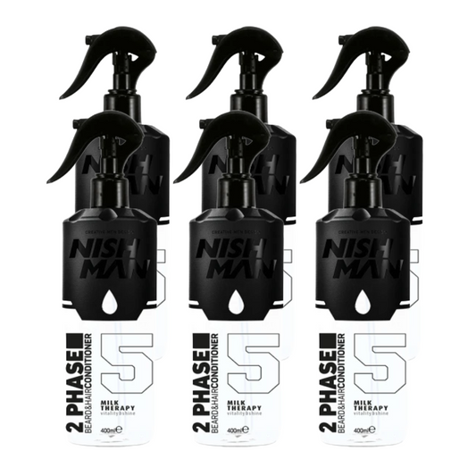 Nish Man 2 Phase Beard & Hair Conditioner MILK THERAPY 400ml - 6 Pack